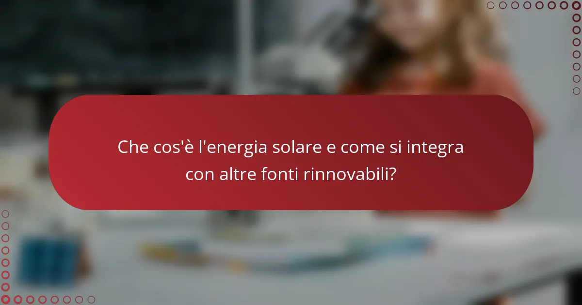 Che cos'è l'energia solare e come si integra con altre fonti rinnovabili?
