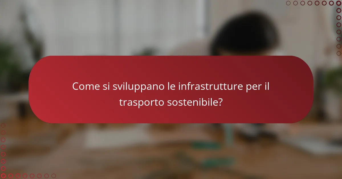 Come si sviluppano le infrastrutture per il trasporto sostenibile?