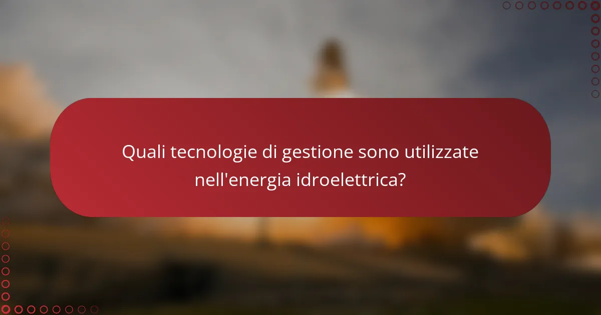 Quali tecnologie di gestione sono utilizzate nell'energia idroelettrica?